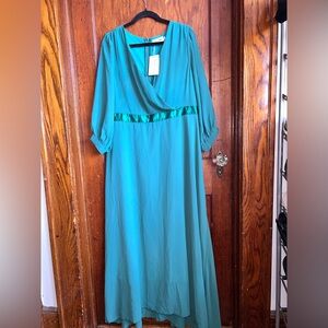 Chic Teal Long Sleeve Dress
